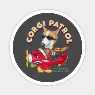 Cute flying Welsh Corgi Dog in a classic Plane on Corgi in A Plane Magnet